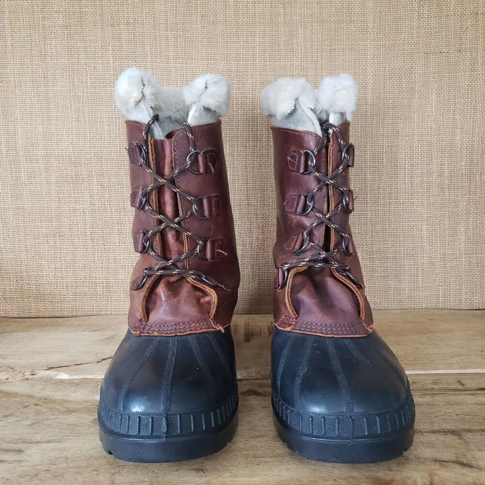 Men's 12 Kamik Canada Everest Wool Lined Leather Hunting Snow Winter Duck Boots